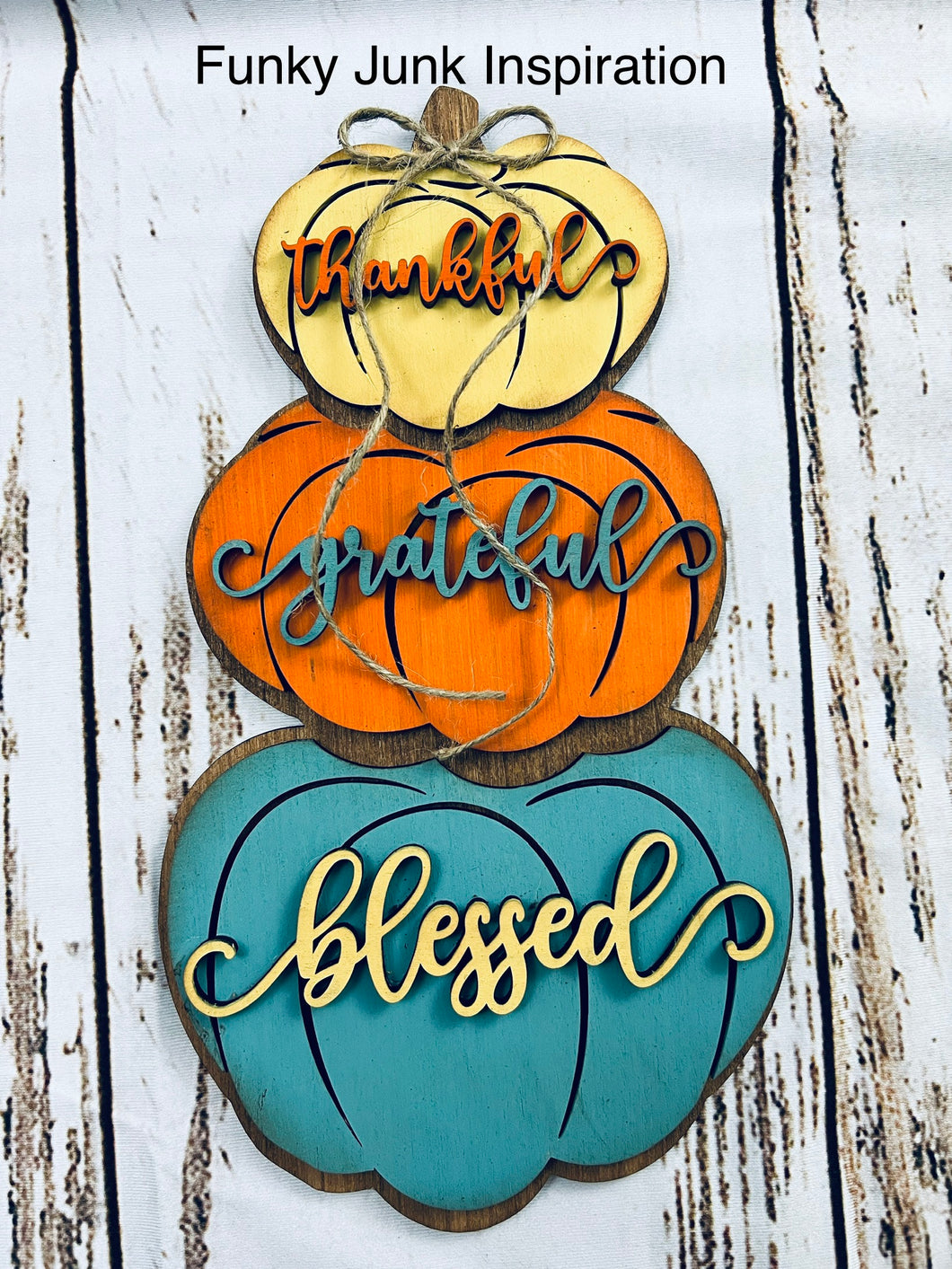 Thankful, Grateful & Blessed Stacked Pumpkins